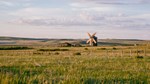 Windmill in isolated field